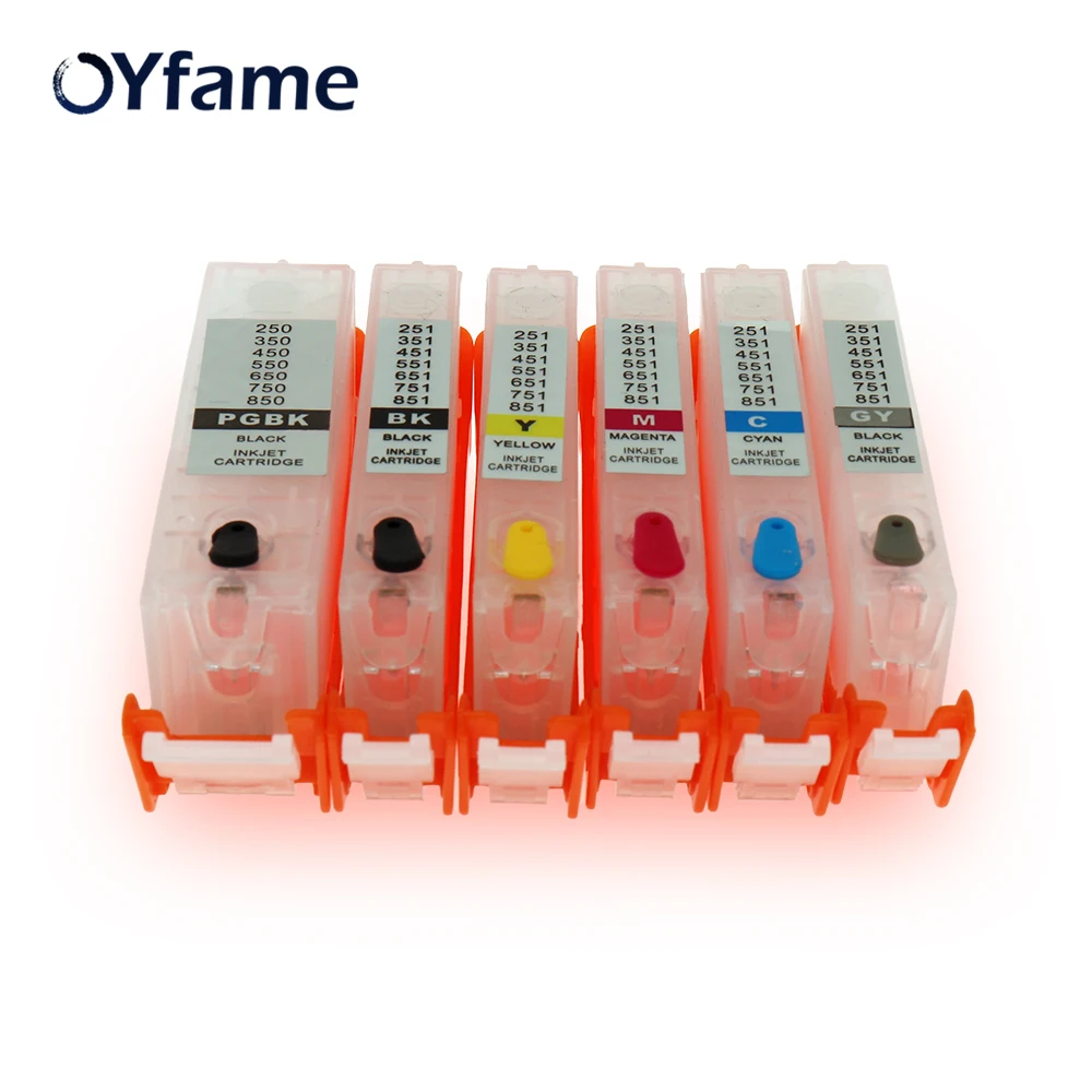 OYfame 6 шт. PGI 750 CLI 751Cartridge для canon MG6370 MG7170 MG7570 IP8770 MG6770 MG6670 многоразовый картридж с