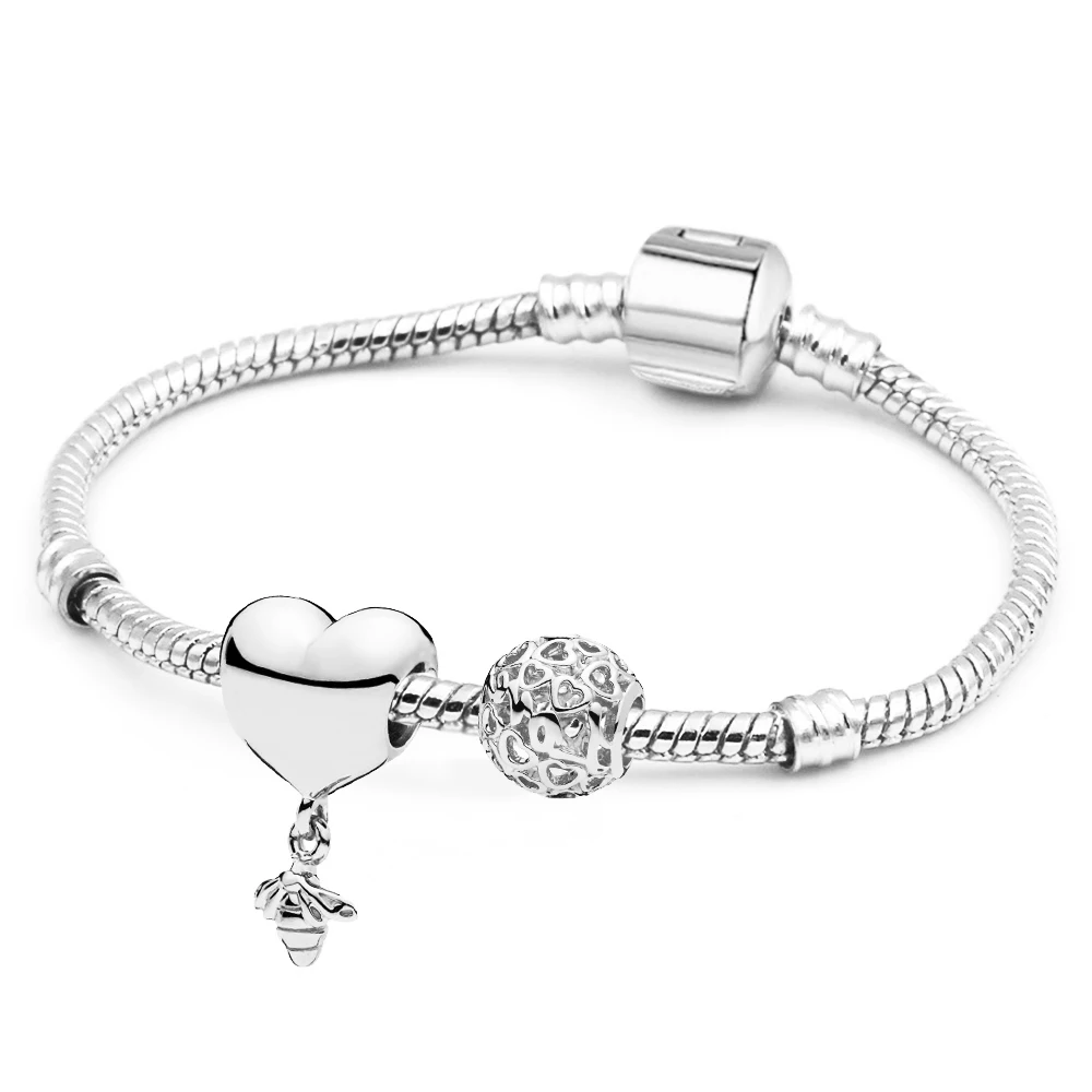 JSL012 SEIALOY 925 модные серебряные браслеты с Simba льва Наны и бусинами для женщин, мужчин и девочек, оригинальные браслеты с подвесками из бисера, подарочные браслеты - Окраска металла: JSL012