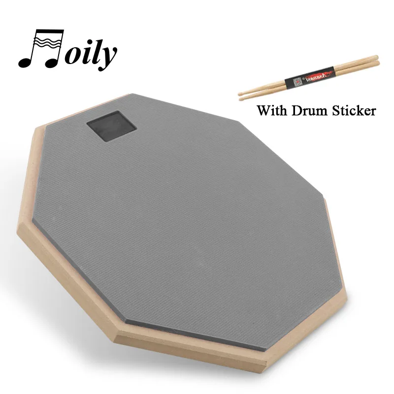 8 дюймов резиновый деревянный немой барабан для начинающих тренировочный барабан с подставкой и наклейками для детали ударного инструмента - Цвет: Grey Dumb Drum