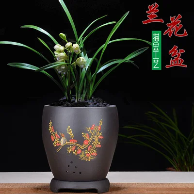 

Fine Yixing Purple Sand Flower Pot Ceramic Orchid Basin Surface Balcony Desktop Plant Flower Bonsai Garden Decoration Flower pot