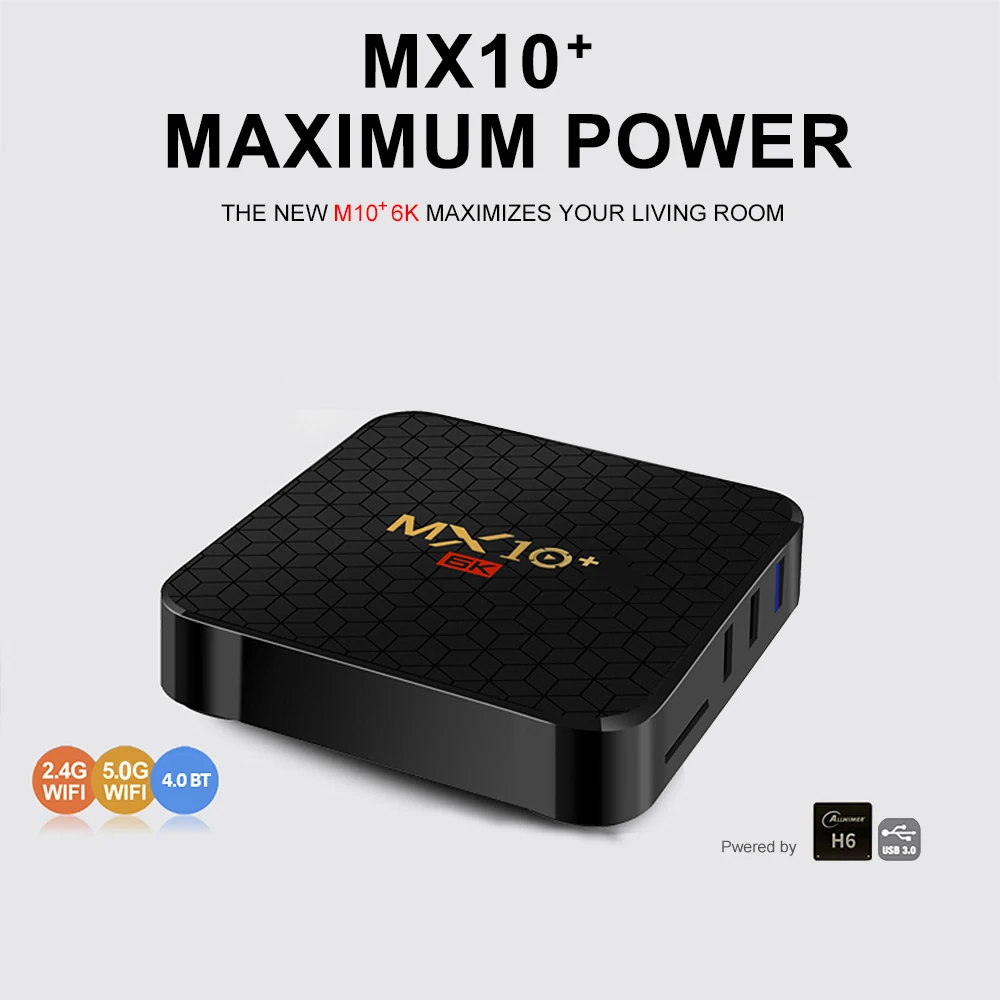 MX10 Plus android tv box android 9,0 Allwinner H6 UHD 4K медиаплеер 6K декодирование изображения 64GB 32GB 2,4G 5G WiFi BOX Bluetooth 4,0