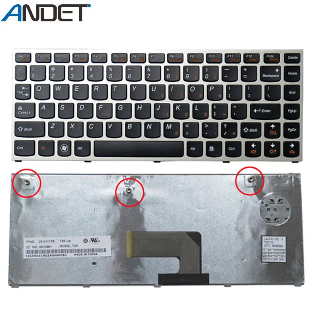 Новая клавиатура США Для lenovo U460 U460A английская серебряная рамка черная |