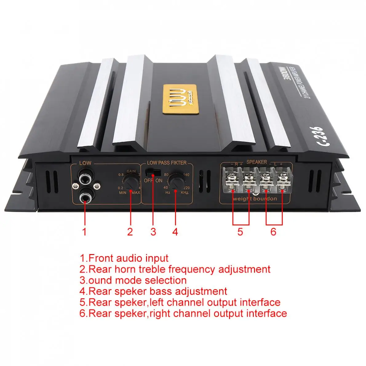 3800W Car Sound Amplifier Stereo Class AB Digital 2 Channel 12V Black Aluminum Alloy High Power Amplifier Board Audio for Cars