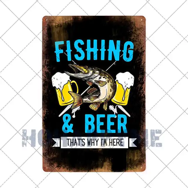 Fish Metal Tin Signs Retro Poster Fishing Site Door Plates Outdoor Decorative Bar Club Iron Wall Plaques Vintage Decor 20x30CM 2181062