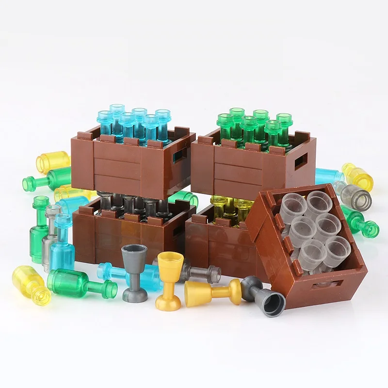 Friends Accessories Beer bottle Box Case Wine Glass Building Blocks MOC Brick Toys Children Compatible City Parts