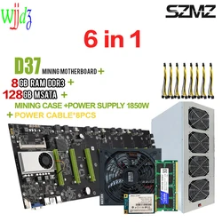 Placa base D37 para minería, conjunto de 8 GPU, Bitcoin, Ethereum Crypto, Miner, con 8GB, DDR3, mSATA, SSD, 1600MHz, RAM, Cable de alimentación