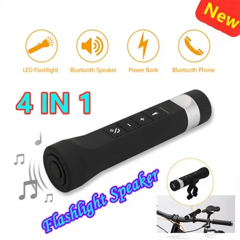 

Portable Outdoor Bluetooth Speaker LED Flashlight USB Power Bank Speaker With Radio Mp3 Mic smartphone play music Bicycle Holder