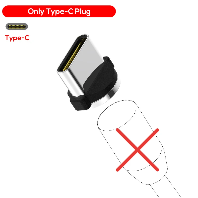 Type-C Plug No Cable TOPK R-Line1 светодиодный магнитный usb-кабель, магнитный штекер и кабель USB типа C и кабель Micro usb и кабель USB для iPhone X 8 7 6 Plus 5S SE - Цвет: Type-C Plug No Cable