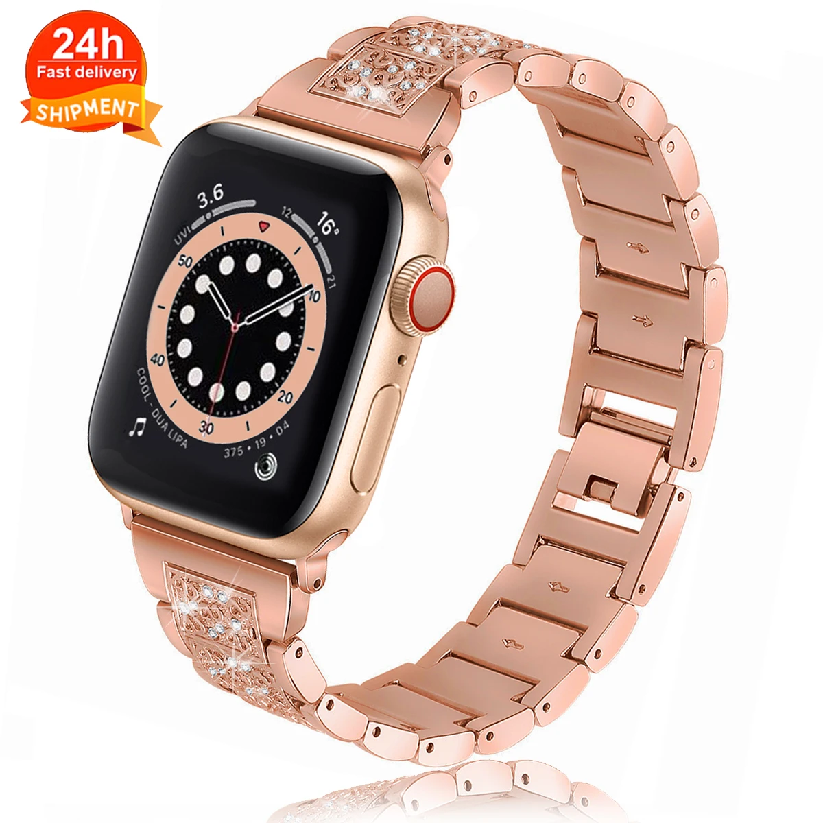 Metal Band for Apple Watch Series 6 SE 5/4/3/2/1 38mm 42mm Stainless Steel Strap Diamond Woman Bracelet for Iwatch 6 5 40mm 44mm