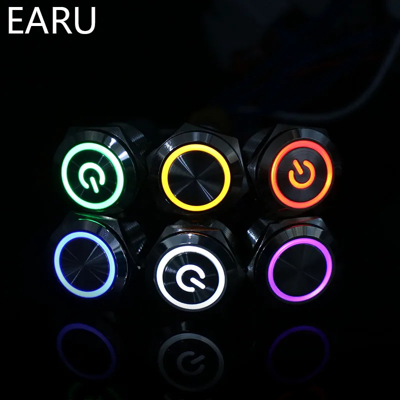 19mm 2 Dual 3 Triple Color RGB LED Light Switch Momentary Self-reset Latching Fixation Waterproof Metal Push Button Switch Power