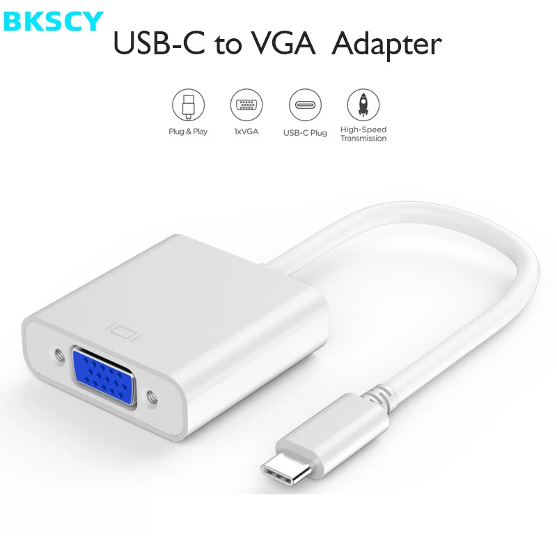 

Bkscy Type C To VGA Adapter USB 3.1 USB C To Female VGA Cable Adapter for Macbook 12in Chromebook Pixel Lumia 950XL Galaxy S8/9