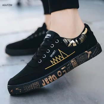 

Canvas Shoes Lace-Up Outdoor Walking Lightweight Men Shoe 2019 New Sports Outdoor Sneakers Low-top Skateboarding Shoes F48