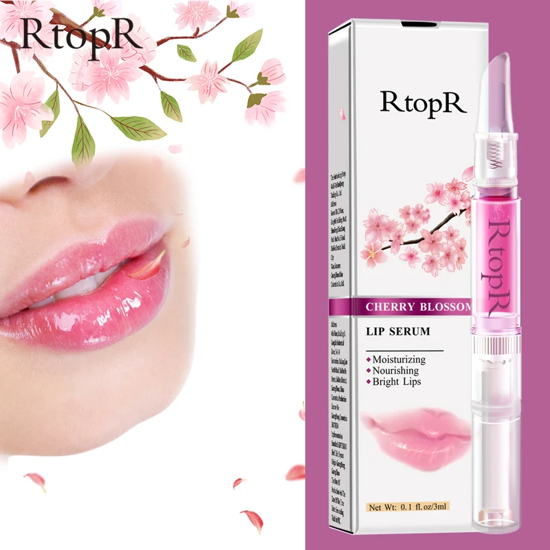 

RTOPR Sakura Lip Serum Mask Dry Crack Peeling Repair Reduce Lip Fine Lines Essence Moisturizing Cherry Blossom lip balm 3ml