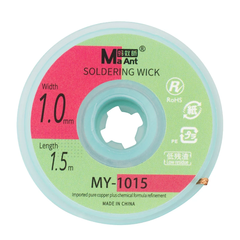 

Ma-Ant 1.0/1.5/2.0/2.5/3.0/3.5mm Solder Wick Remover Desoldering Wire Desoldering Braid BGA Soldering Suction wire 10pcs/lot