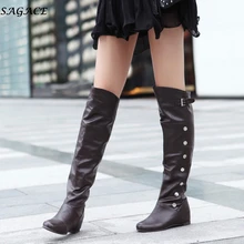 SAGACE Women Knee High Boots Autumn Winter Leather Long snow Boots fashion Comfortable warm winter shoes woman high kneeboots#4
