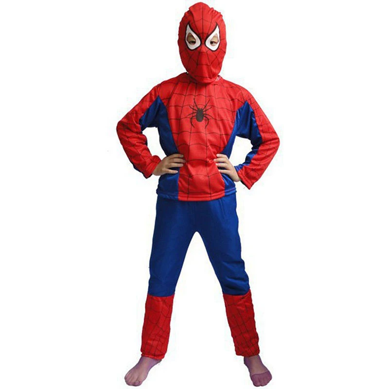 Красный маскарадный костюм Человека-паука для детей; комплекты одежды; костюм Человека-паука; детский маскарадный костюм на Хэллоуин с длинными рукавами