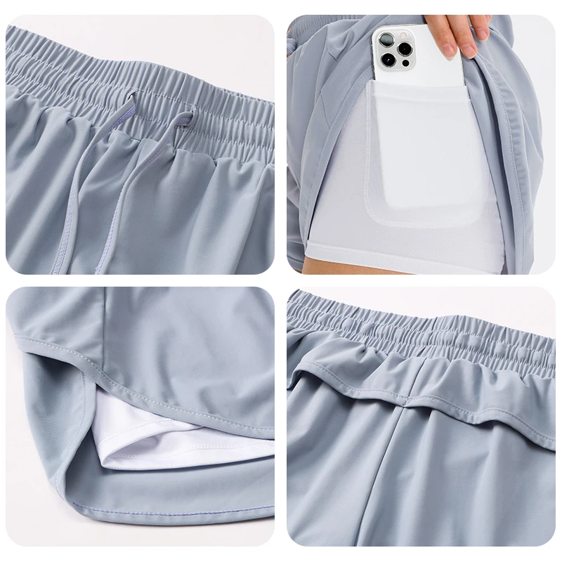 Yoga Shorts For Sports Shorts Running Shorts Yoga Shorts Workout Shorts Double Layer Women Sexy Trousers Fitness Gym Running Ladies Sport Athletic Tights Spandex Black