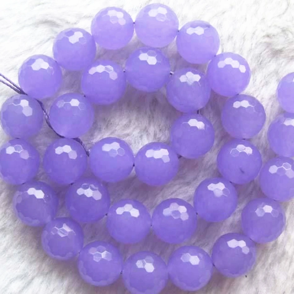 

Romantic 4mm 6mm 8mm 10mm 12mm violet purple stone diy jades chalcedony faceted round loose beads jewelry making 15inchMY5028