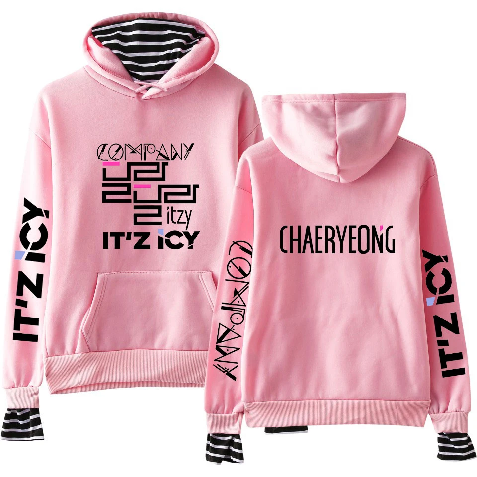 ITZY поддельные два предмета толстовка с капюшоном модные повседневные женские толстовки с капюшоном; сезон осень-зима эксклюзивная одежда в стиле хип-хоп 2XL