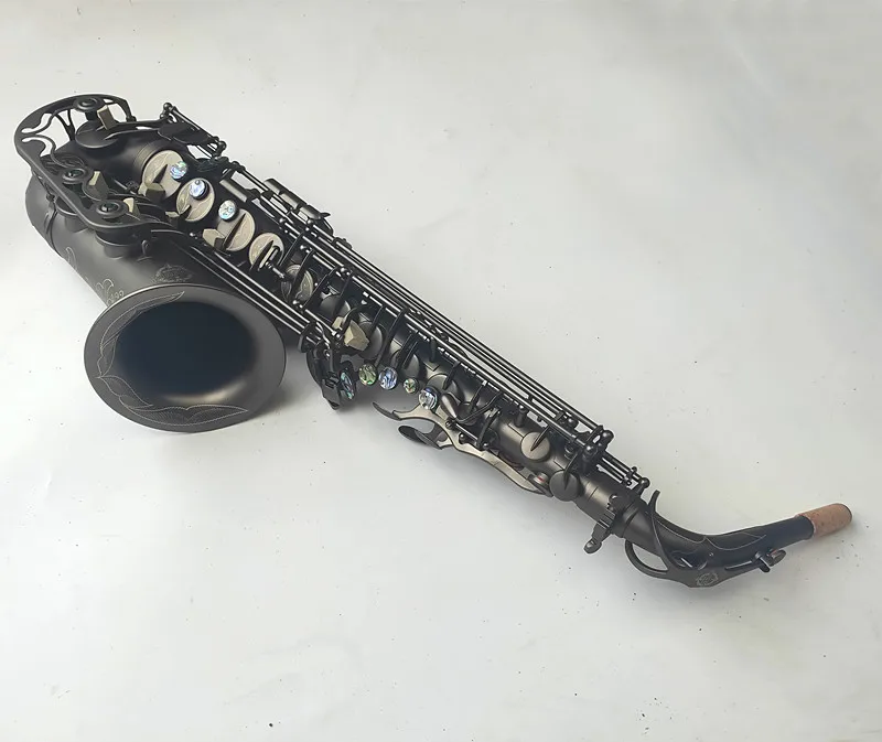 Saxophone Musical Instrument Japan suzuki Retro Eb Alto Unique Matte Black Nickel Plated Carved Surface With Case