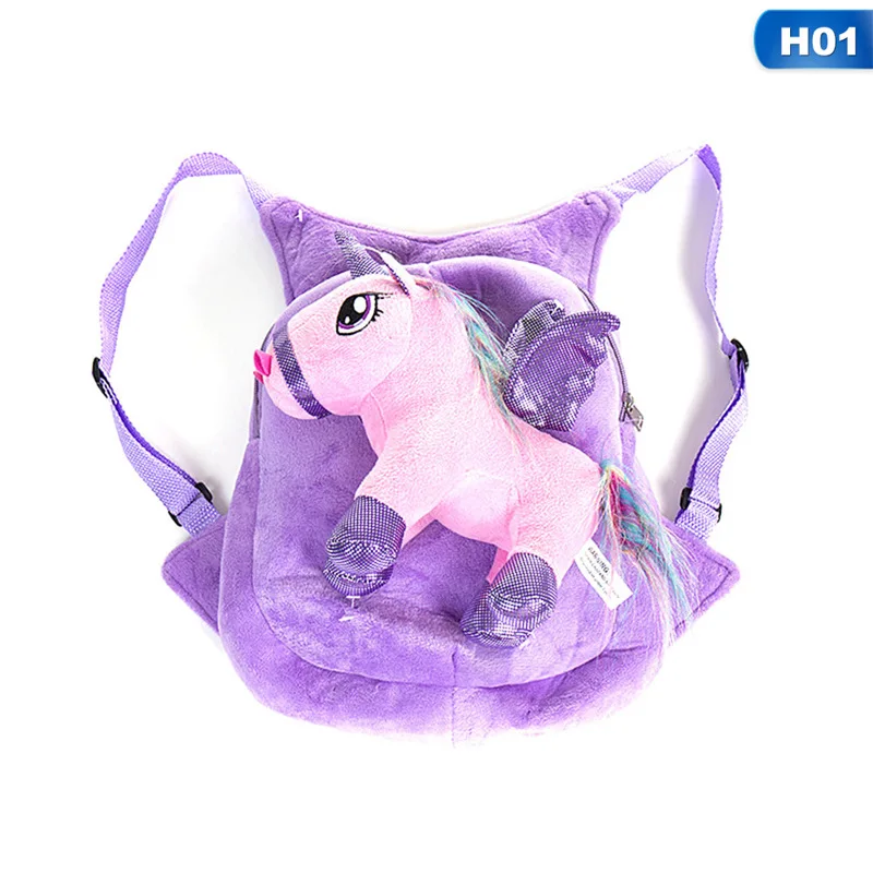 Cute Cartoon Animal Mini Plush Backpacks Baby Bags Flamingo Unicorn Kids Backpack Detachable Plush Shoulder Kindergarten Bag