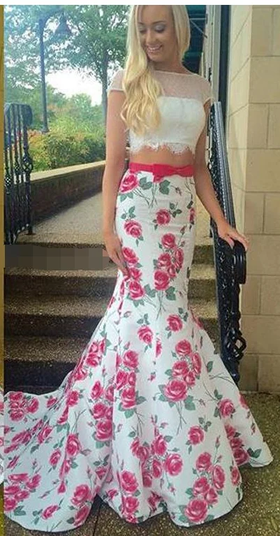 Цветочное платье для выпускного вечера Vestido Sereia Taffta Flores Saia сексуальное торжественное вечернее платье 2 шт