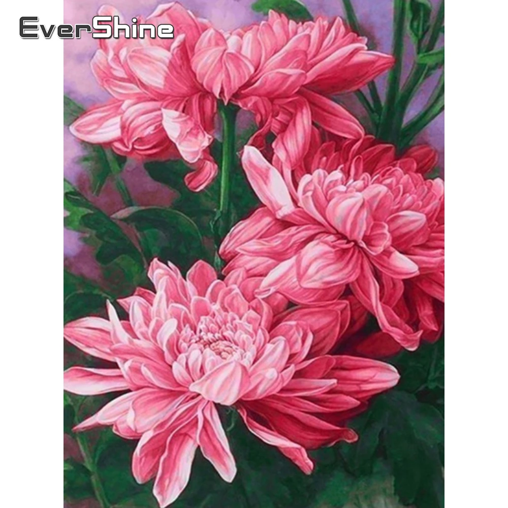 

Evershine Diamond Embroidery Flower Full Drill Display Diamond Painting Pink Flower Cross Stitch Kit Diamond Mosaic Set Decor