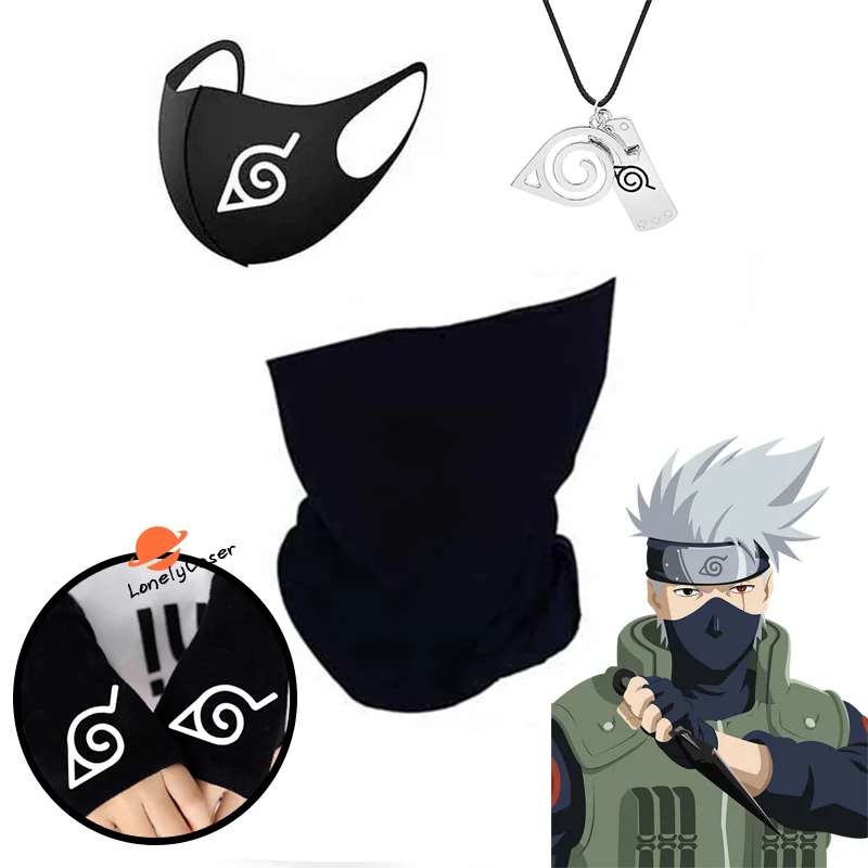 Kunai Kakashi Cosplay Props Headband Face Cover Uchiha Gloves Necklace Anime Accessories Gift Halloween Party | Тематическая одежда