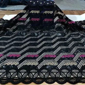 

5yards nigerian lace fabric 2020 high quality lace tissu african cotton bazin riche fabric latest embroidery lace guinea brocade