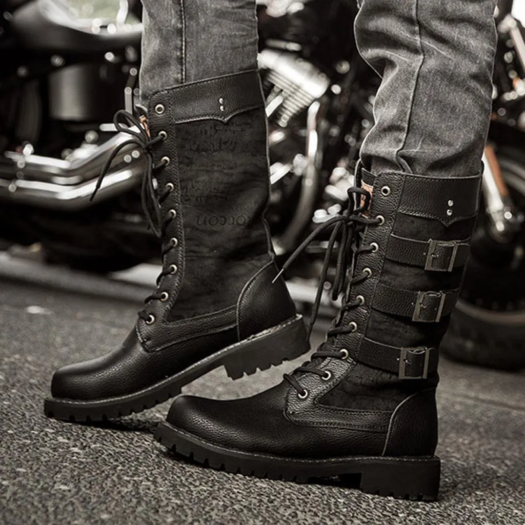 

Boots Men's Martin Leather Shoes Dr. Motorcycle Ankle Boot High Roller Men Winter 37-45 Buckle Vintage Unisex Oxfords Shoes