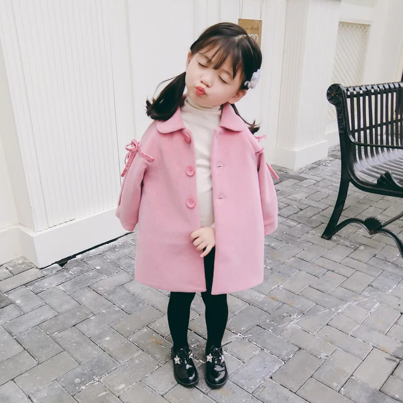 

2018 New Style Autumn And Winter Korean-style GIRL'S Coat Children Fashion Western Style Coat Woolen Warm Overcoat