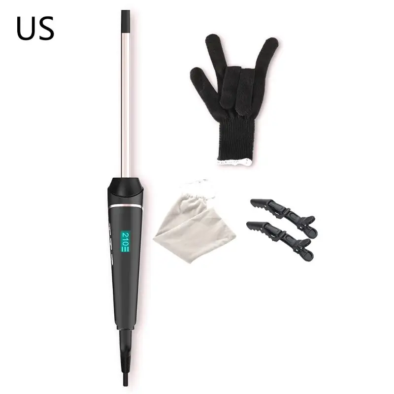 US Универсальные щипцы для завивки волос с гальваническим покрытием, палочка для завивки волос с ЖК-дисплеем, Новинка - Color: US