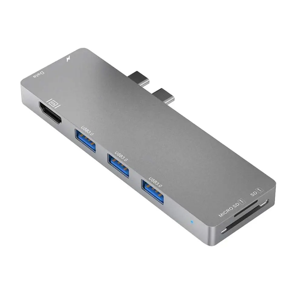 8 в 1 двойной type-C концентратор Мульти USB разветвитель USB 3,1 10 Гбит/с передача данных для MacBook Air / MacBook Pro Air 13