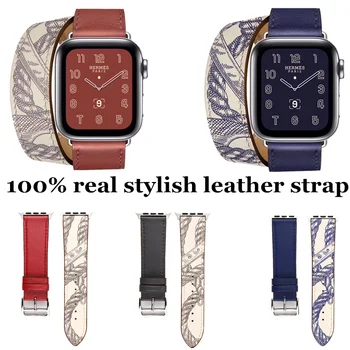 

High Quality Leather for iwatch 5 4 3 2 1 Strap for Apple Watch Band 38mm 42mm 40mm 44mm Flower Design Belt
