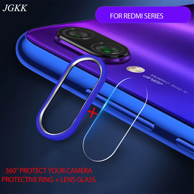 

JGKK Camera Lens Tempered Glass Screen Protector for Xiaomi Redmi Note 7 Pro Back Aluminum Protective Ring for Redme Note 7 Pro