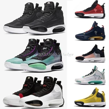 

Void Basketball Shoes Men Sport Sneaker Amber Green Rise PE Glow Metallic Silver Jumpmans XXXIV 34 Blue Bonded Leather Lace-up