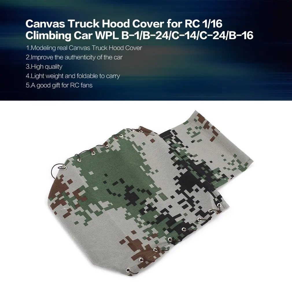 

2019 hot Canvas Truck Hood Cover for RC 1/16 Climbing Crawler Car WPL B-1/B-24/C-14/C-24/B-16 Truck Part Spare Parts Accessories