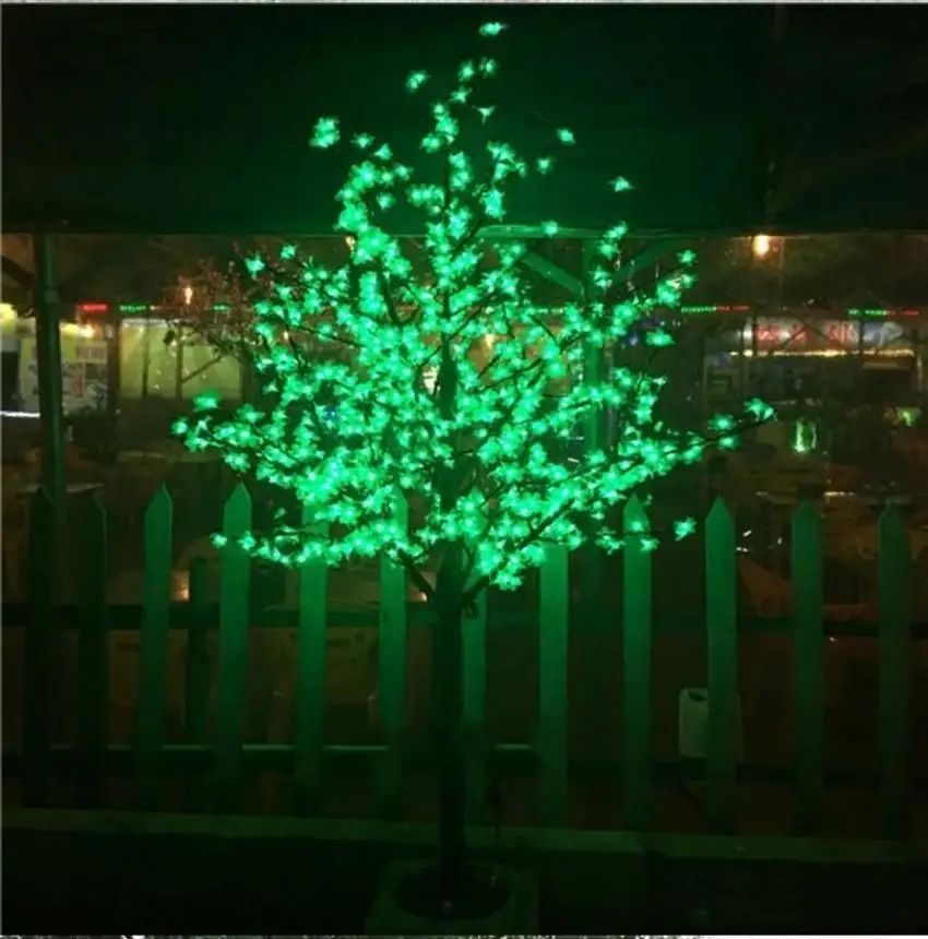 1.5M 1.8m 2m Shiny LED Cherry Blossom Christmas Tree Lighting Waterproof Garden Landscape Decoration Lamp For garden home decor - Цвет: Зеленый