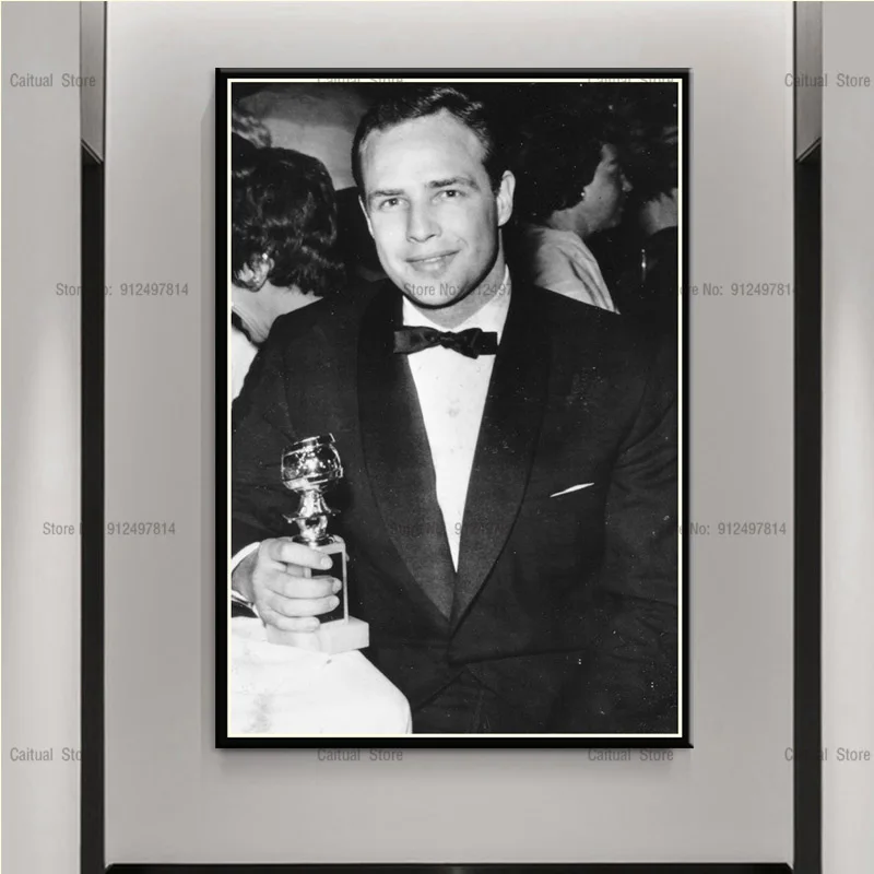 C371 Marlon Brando Movie Actor Classic Black White Star Canvas Painting Poster HD Prints Wall Picture Art Living Home Room Decor 