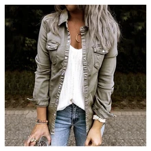 

Denim Jacket With Fur Black Jean Jacket Denim Jacket Mid Length Denim Shirt Coat Fashion New Slimming Solid Women Crop Jacket