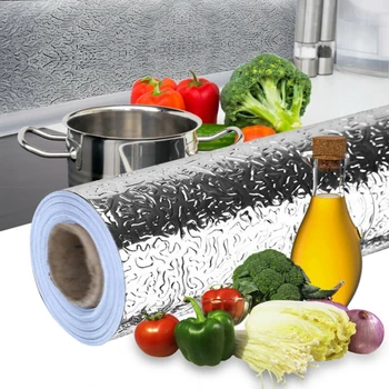 

Waterproof Oil Proof Aluminum Foil Sticker Wall Home Kitchen Decor Dehumidification Kitchen Stove Wall Sticker DIY Wall-paper