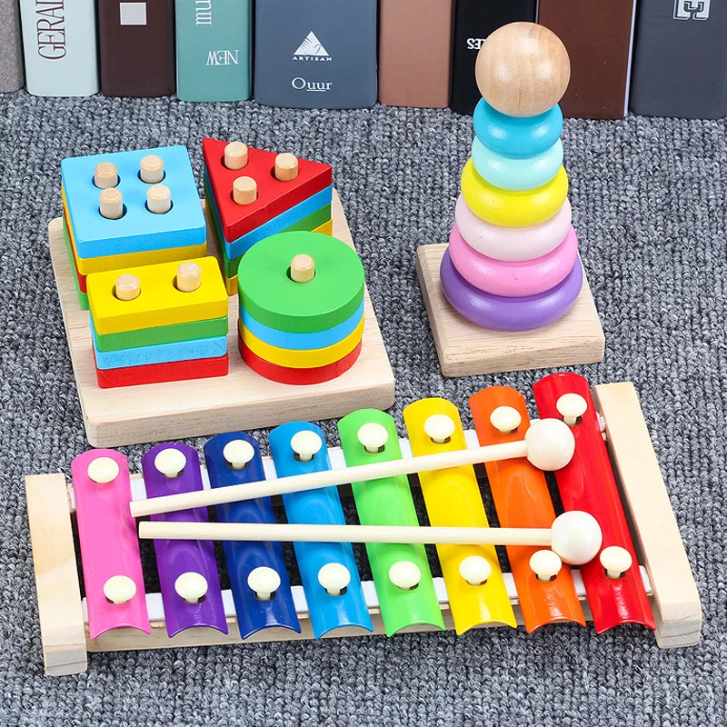 

Educational Force Shape Building Blocks Infant Toys for Children 0-1-2-3-Year-Old Early Education GIRL'S Slip-a Year of Age Baby