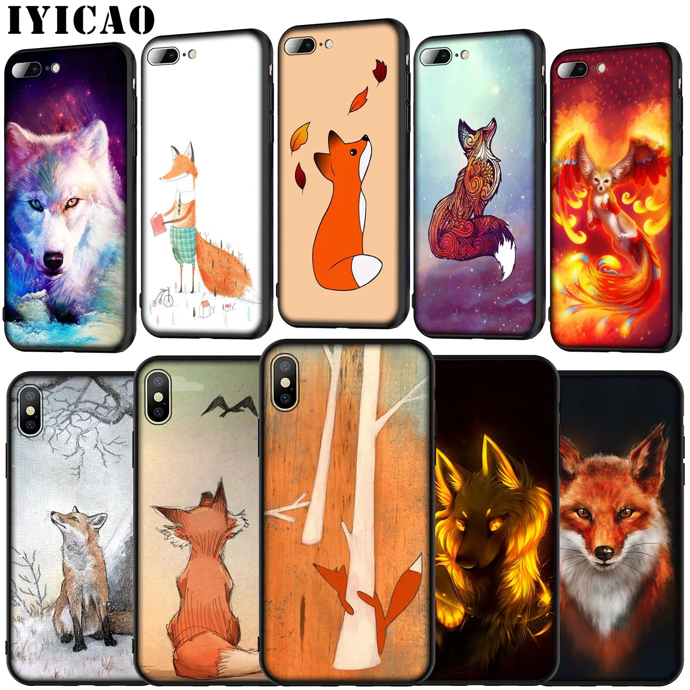 

IYICAO Fox red Soft Silicone Cover Case for Huawei P30 P20 Pro P10 P9 Lite Mini 2017 2016 P Smart Z Plus 2019