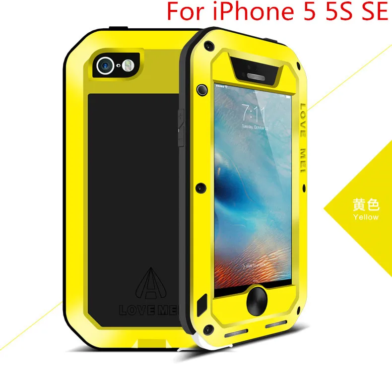 For iPhone 5 5S SE 1 Love Mei мощный противоударный алюминиевый чехол для Apple iPhone 6 6S 4,7/6 Plus/6 S Plus 5,5 сверхмощное закаленное стекло Gorilla - Цвет: For iPhone 5 5S SE 1