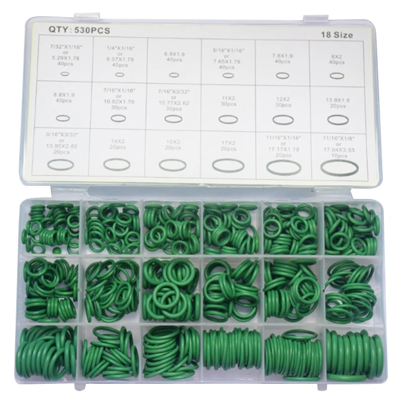 

530Pcs Car R134A Car O-Ring Repair Automotive Air Conditioning Repair Rubber Sealant Box Set