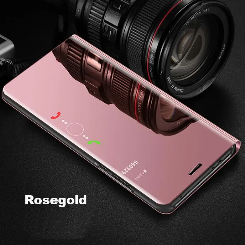 rosegold Умный зеркальный флип-чехол для телефона для huawei Коврики 8 9 10 20 30 Pro Lite P8 P9 P10 P20 P30Lite Pro Plus чехол для телефона режимом включения и выключения светодиодный вид - Цвет: rosegold