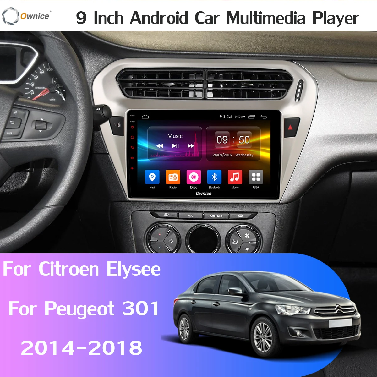 1din 360 ° панорамная камера Android 9,0 4+ 64G gps радио CarPlay DSP автомобильный мультимедийный плеер для Citroen Elysee peugeot 301