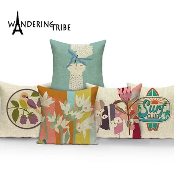 

Cartoon Animal Throw Pillow Case Colorful Life Cushion Cover for Sofa Linen Square Home Decoration Pillowcase Cushions Almofadas