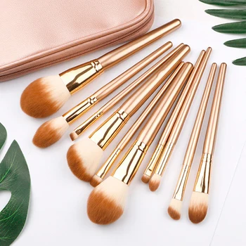 

Fashion Makeup Brushes Set Wooden Foundation Eyeshadow Brush Cosmetic Lip Brush Tools Pincel Maquiagem Golden Make up Brushes