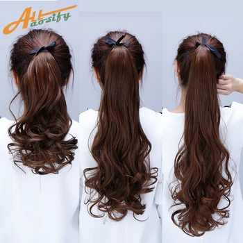 

Long Wrap On Hair Synthetic Clip In Extensions Synthetic Hair Tail 4 Size Wavy Heat Resistant Ponytail Hairpieces Fake Hairstyle